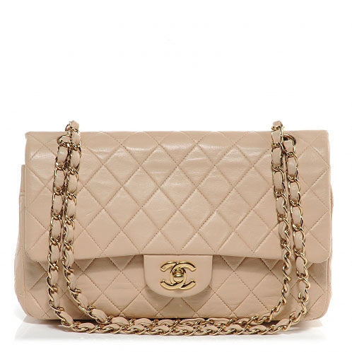 Lambskin Medium Double Flap Beige