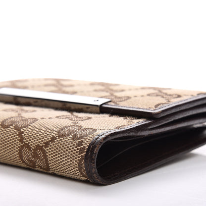 Gucci Monogram Metal Bar French Flap Wallet Beige Ebony Cocoa 9 of 12