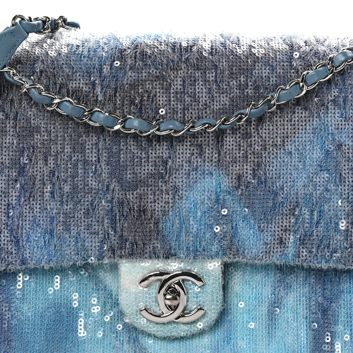Sequin Large Waterfall Flap Light Blue