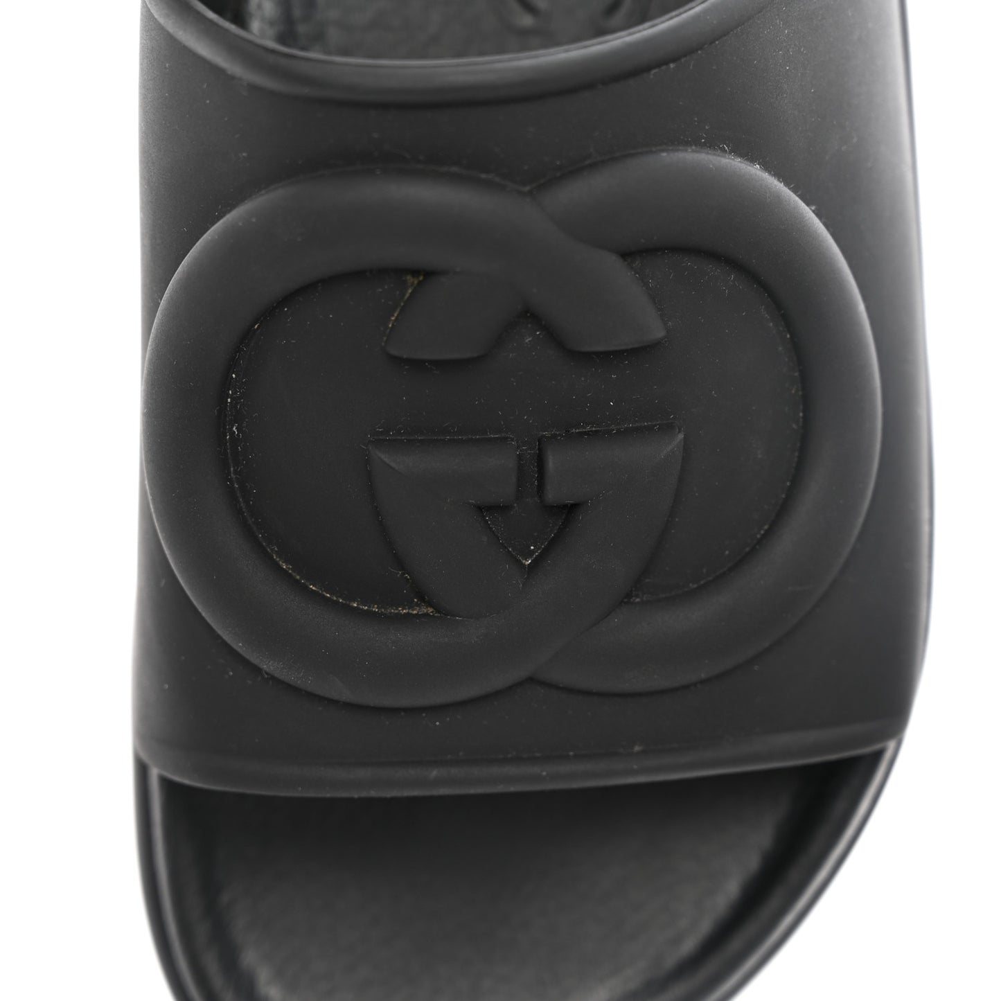 Soft Rubber Womens Interlocking G Platform 42mm Slide Sandals 37 Black