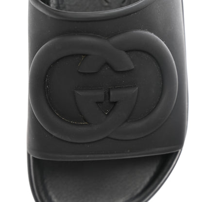 Gucci Soft Rubber Womens Interlocking G Platform 42mm Slide Sandals 37 Black 12 of 14
