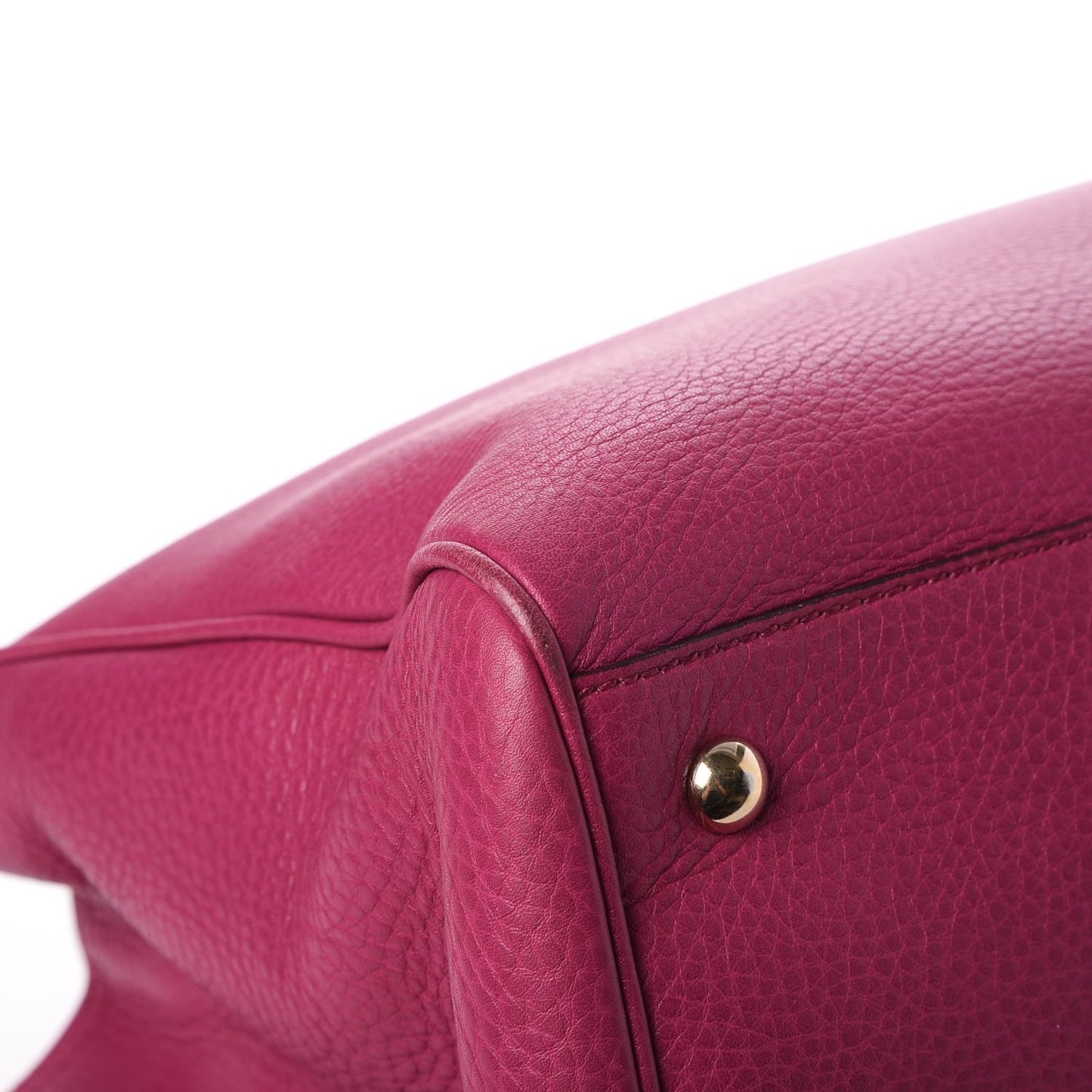 Pebbled Calfskin Medium Bamboo Shopper Tote Bright Bougainvillea