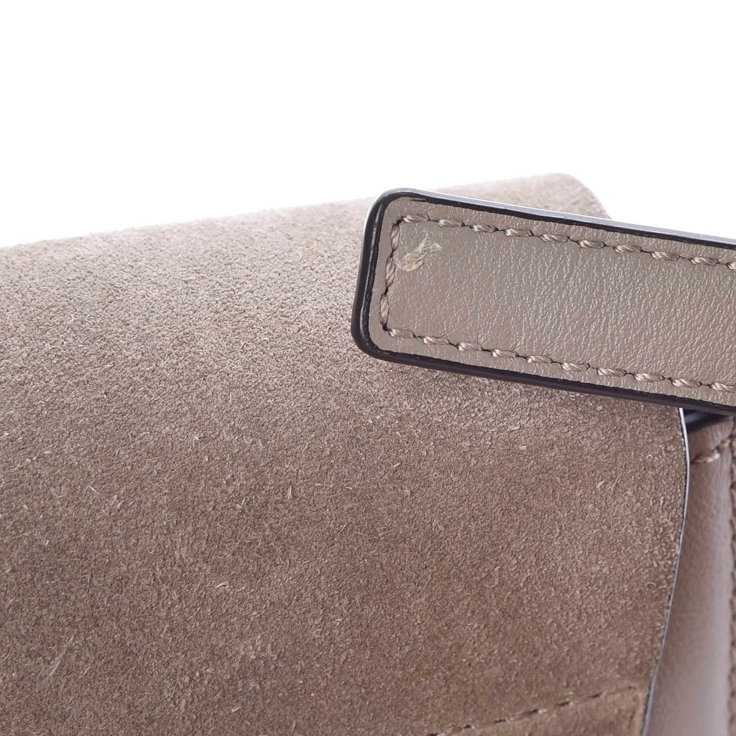 Suede Calfskin Small Faye Shoulder Bag Motty Grey