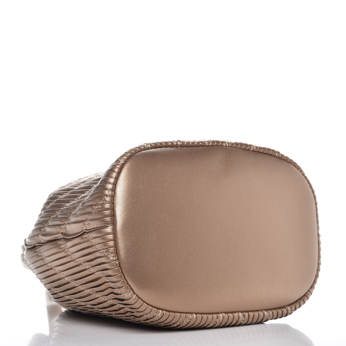 Metallic Lambskin Coco Pleats Drawstring Bag Gold