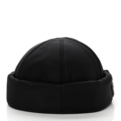Prada Re-Nylon Padded Metal Triangle Logo Mens Beanie S Black 5 of 8