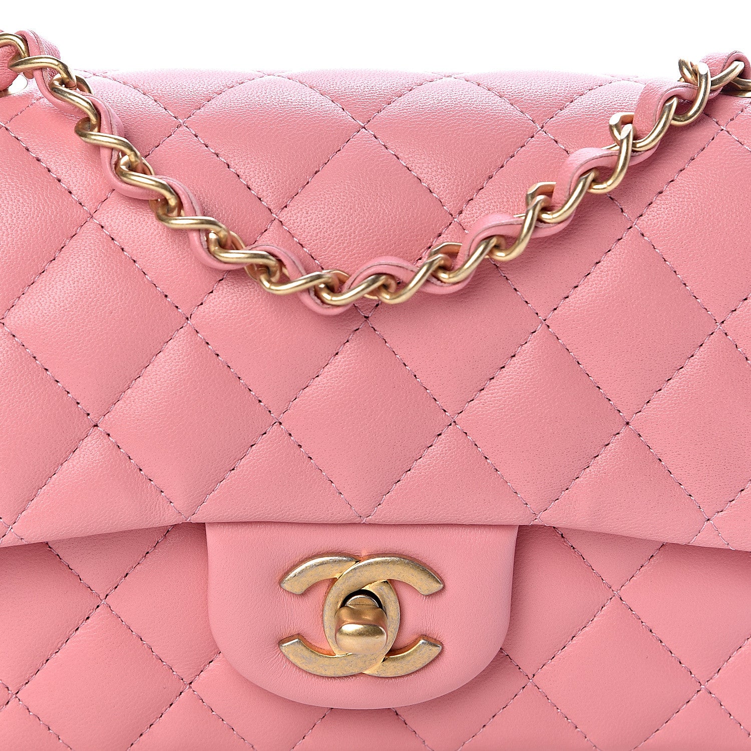 Chanel Lambskin Quilted Mini Rectangular Flap Pink 10 of 11