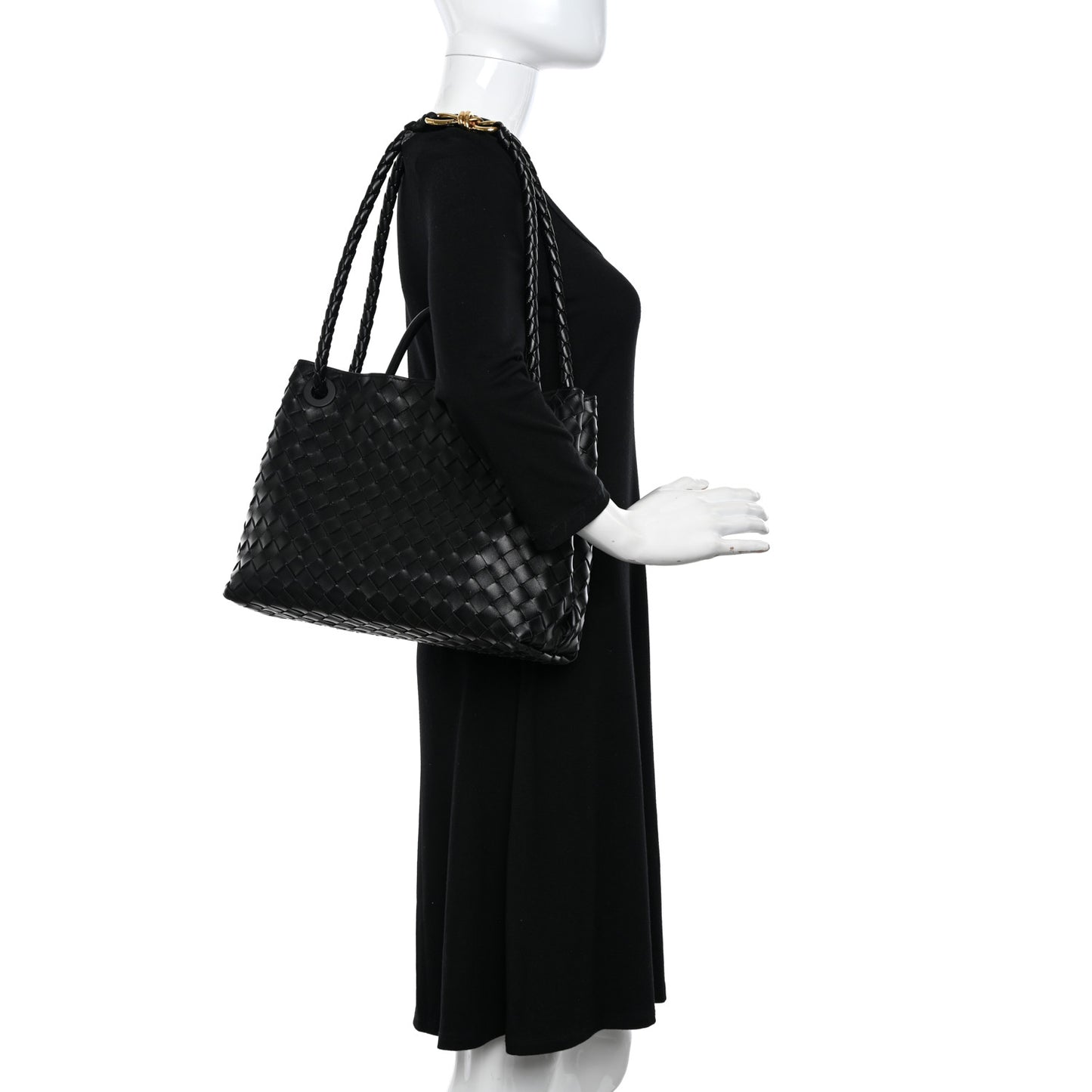 Nappa Intrecciato Medium Andiamo Shoulder Bag Black