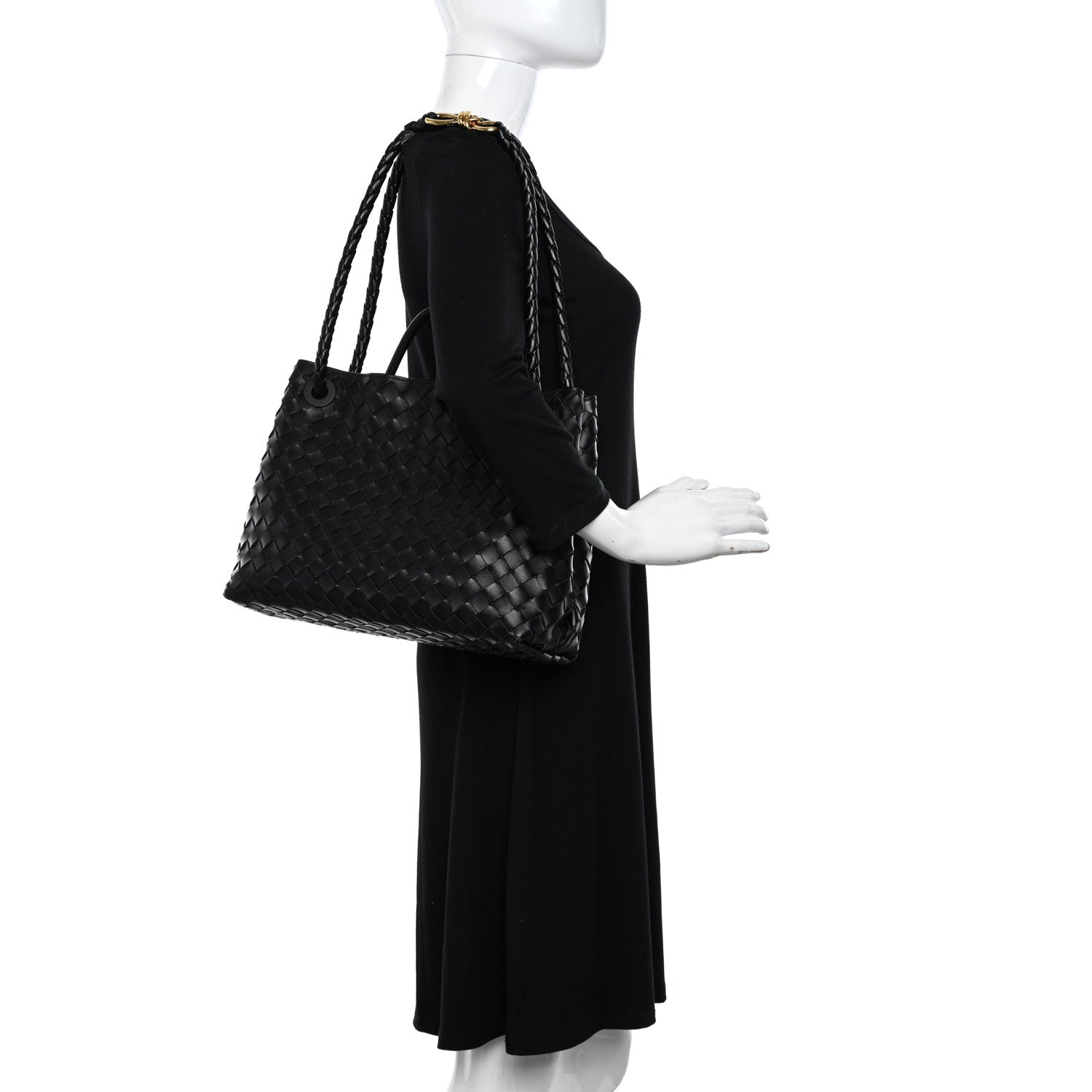 Bottega Veneta Nappa Intrecciato Medium Andiamo Shoulder Bag Black 2 of 9