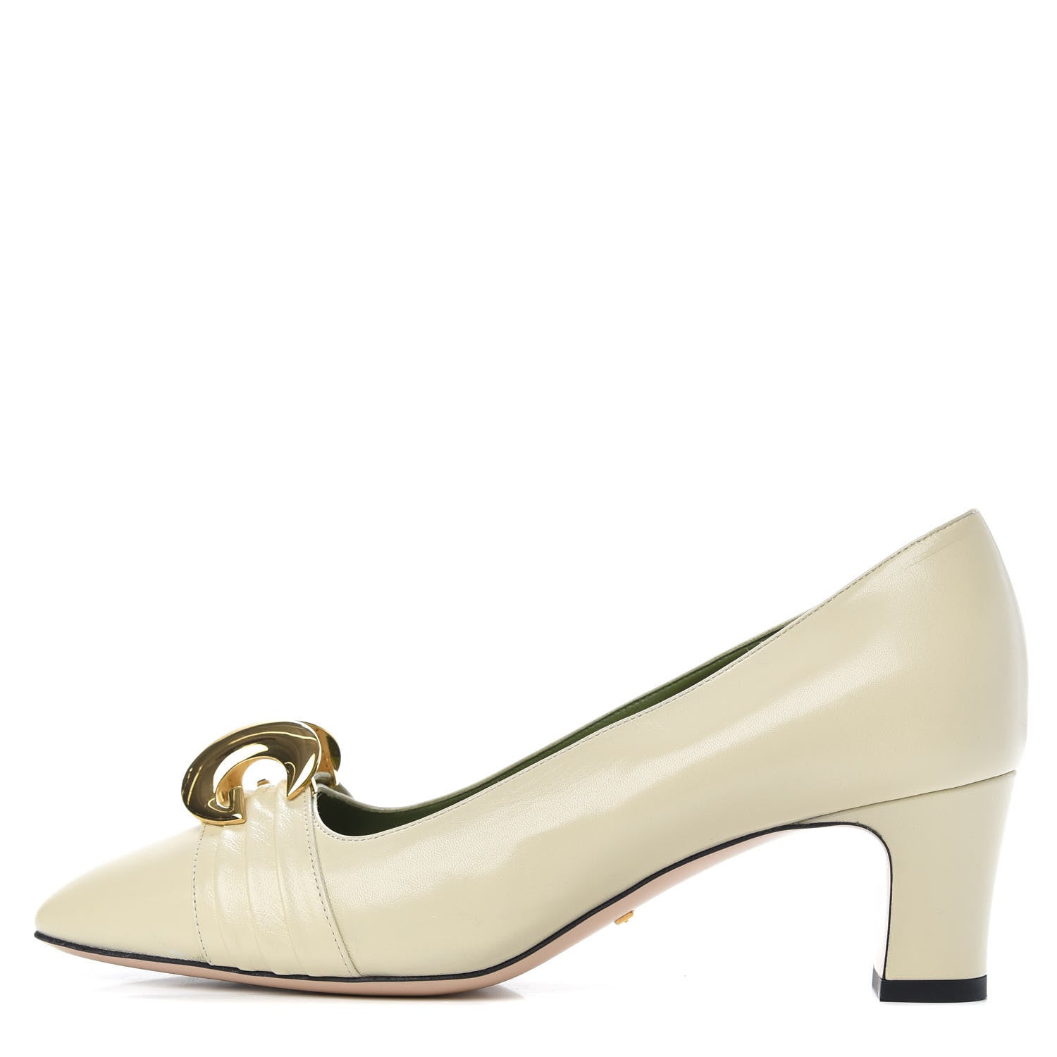 Gucci Malaga Kid Half Moon GG Square Toe Pumps 38.5 Vintage White 1 of 9