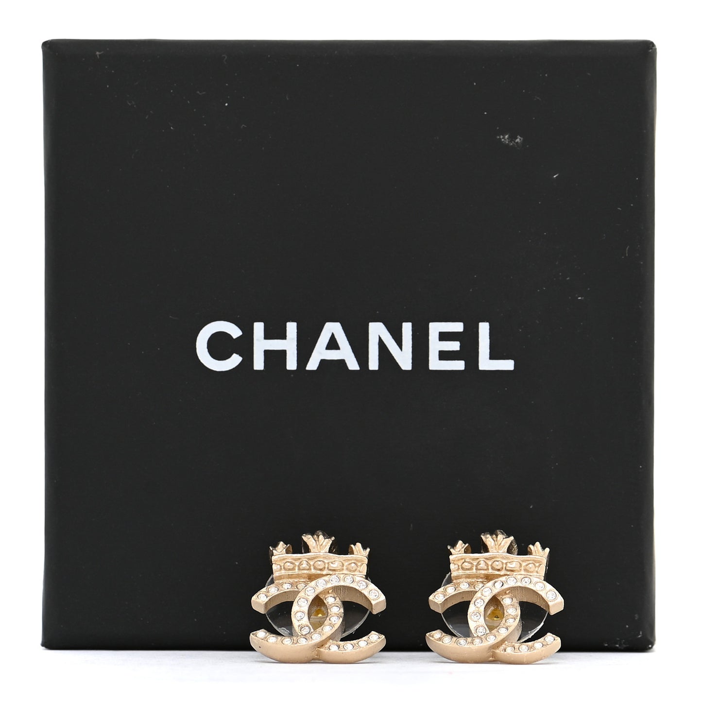 Crystal CC Crown Earrings Gold