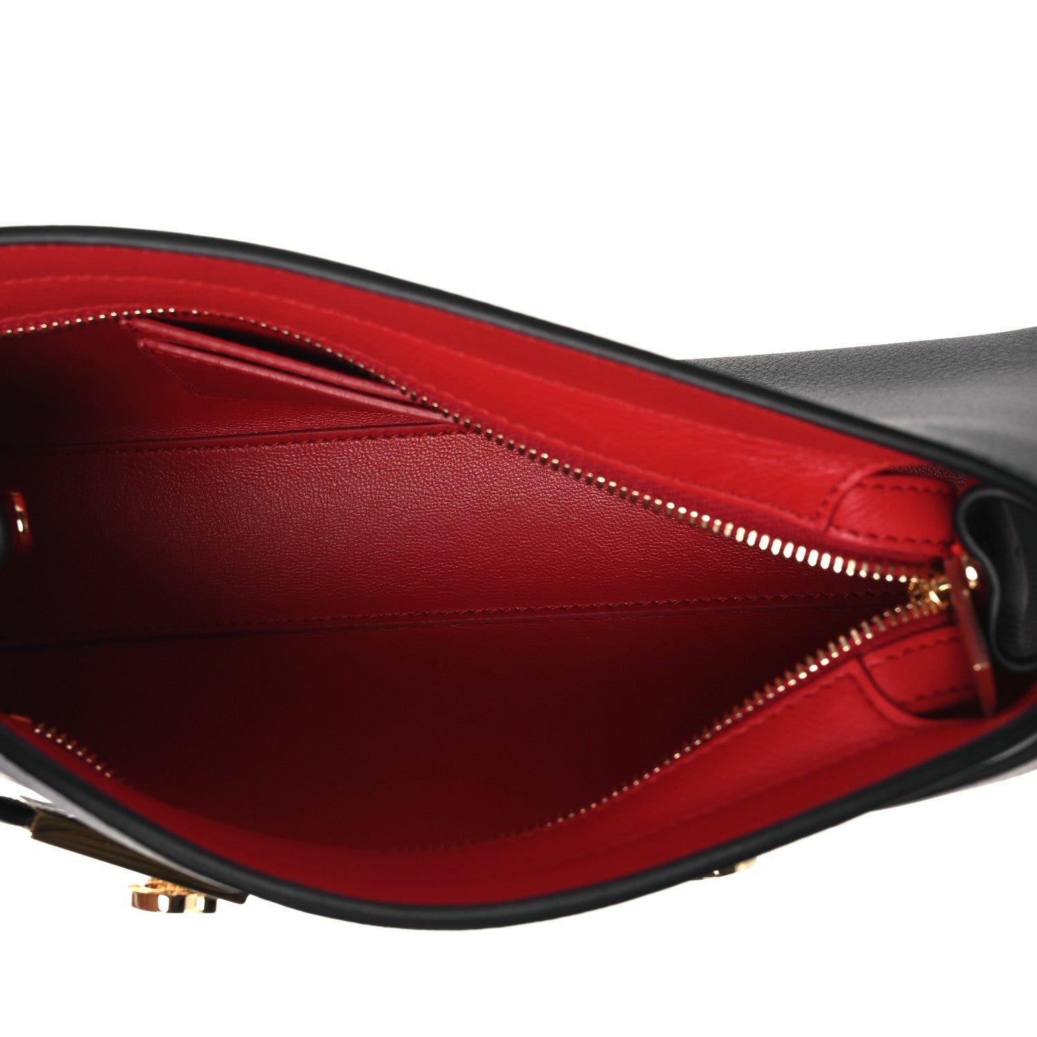Salvatore Ferragamo Calfskin Mini E/W Hug Crossbody Bag Black Flame Red 5 of 11