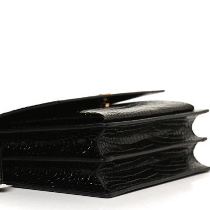 Saint Laurent Calfskin Crocodile Embossed Medium Monogram Sunset Black 10 of 11