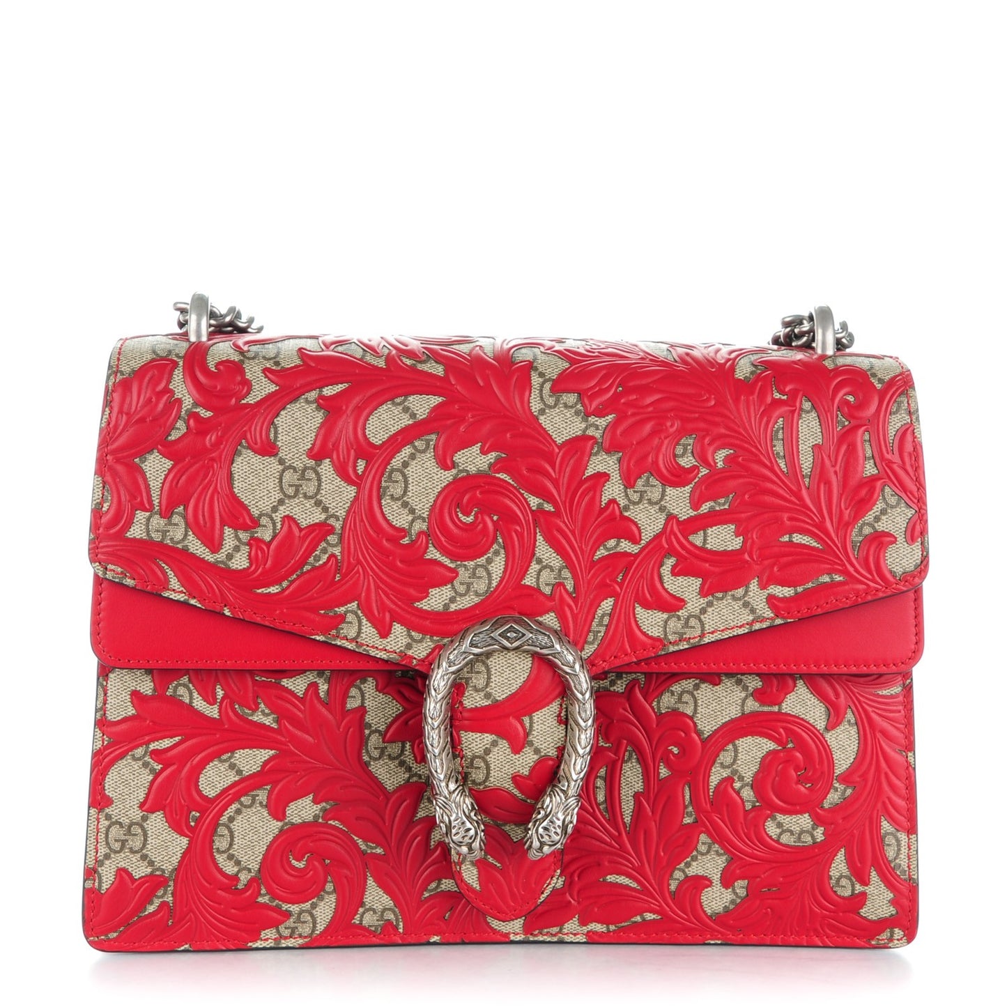 GG Supreme Monogram Arabesque Medium Dionysus Shoulder Bag Hibiscus Red