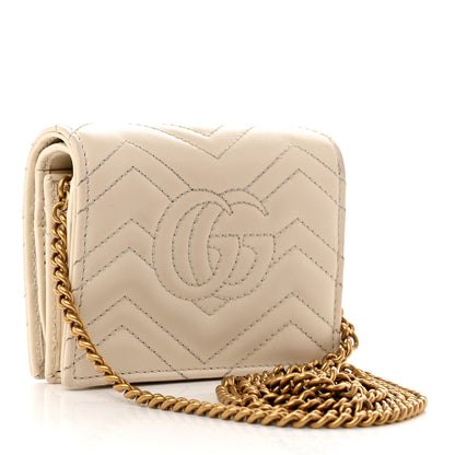 Gucci Calfskin Matelasse GG Marmont Mini Wallet On Chain Beige 2 of 6