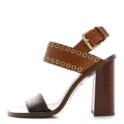 Louis Vuitton Calfskin Monogram Passenger Sandals 38 Cognac 1 of 10
