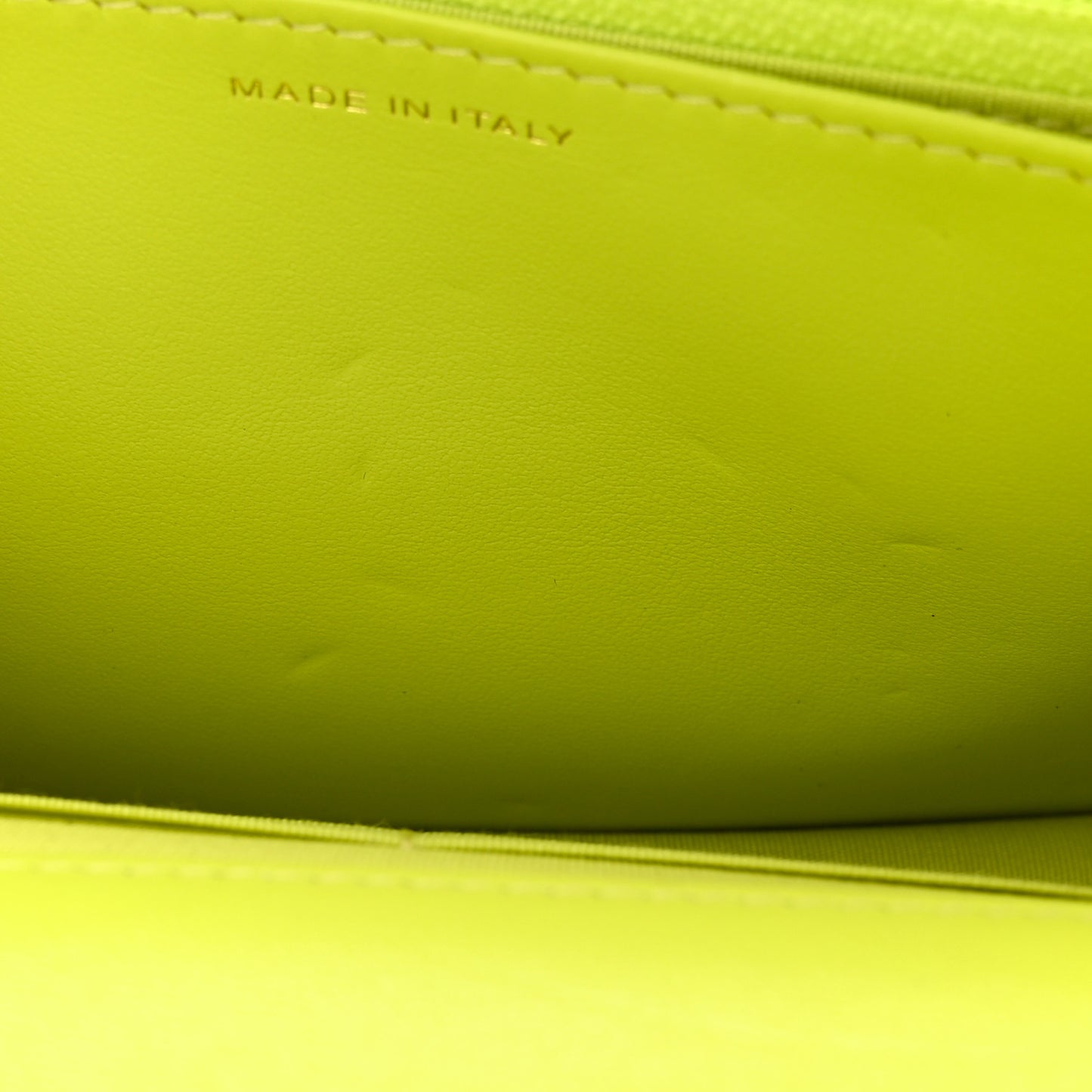Shiny Lambskin Quilted Chanel 19 Wallet On Chain WOC Neon Yellow