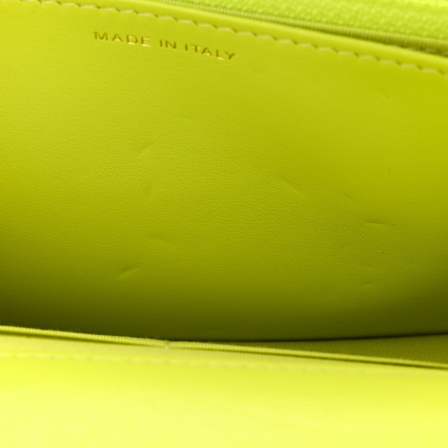 Chanel Shiny Lambskin Quilted Chanel 19 Wallet On Chain WOC Neon Yellow 12 of 13