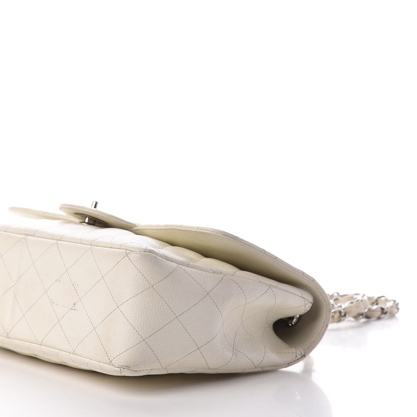 Caviar Quilted Jumbo Single Flap White