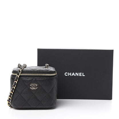 Chanel Caviar Quilted Mini Vanity Case With Chain Black 9 of 9