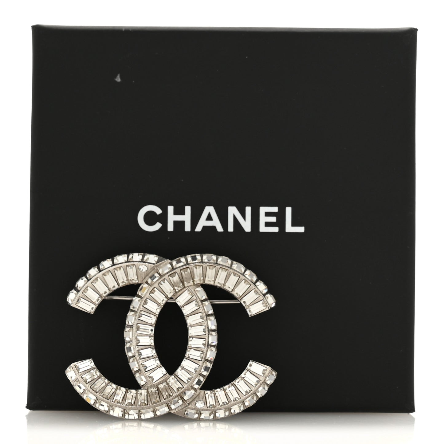 Baguette Crystal CC Brooch Silver