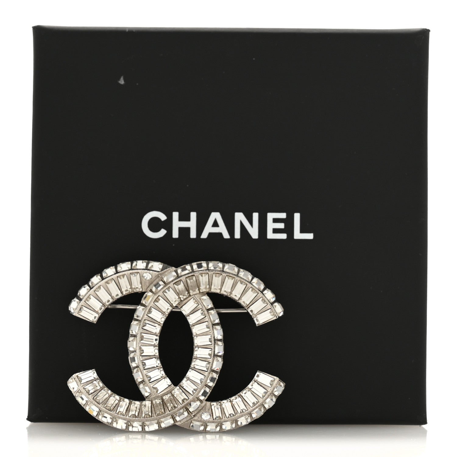 Chanel Baguette Crystal CC Brooch Silver 4 of 4