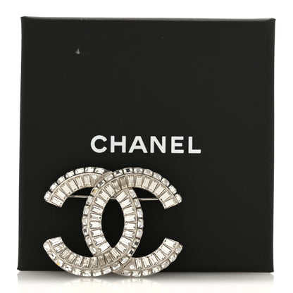 Chanel Baguette Crystal CC Brooch Silver 4 of 4