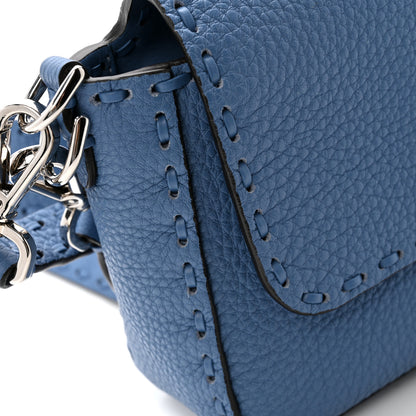 Fendi Cuoio Roma Sellerissima Nappa Sintetica Tape Stitch Baguette Placca Placca Argento Blue 12 of 15