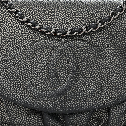 Chanel Metallic Caviar Half Moon Wallet On Chain WOC Dark Silver 10 of 12