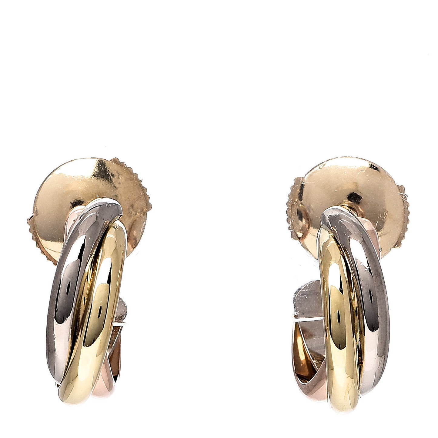 18K Pink Yellow White Gold Small Trinity Hoop Earrings