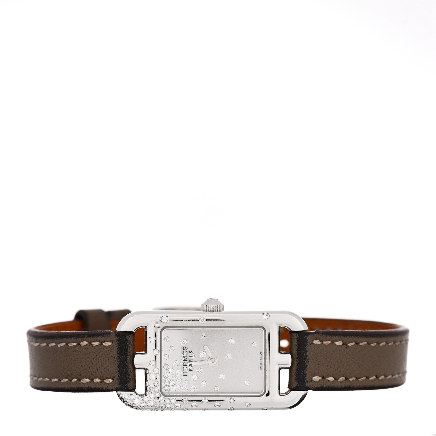 Hermes Stainless Steel Swift Diamond 17mm Nantucket Jete De