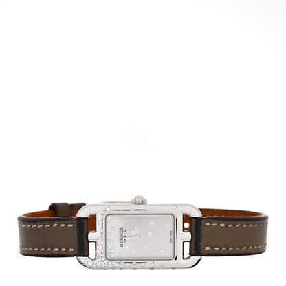 Hermes Stainless Steel Swift Diamond 17mm Nantucket Jete De Diamants Quartz Watch Etoupe 2 of 6