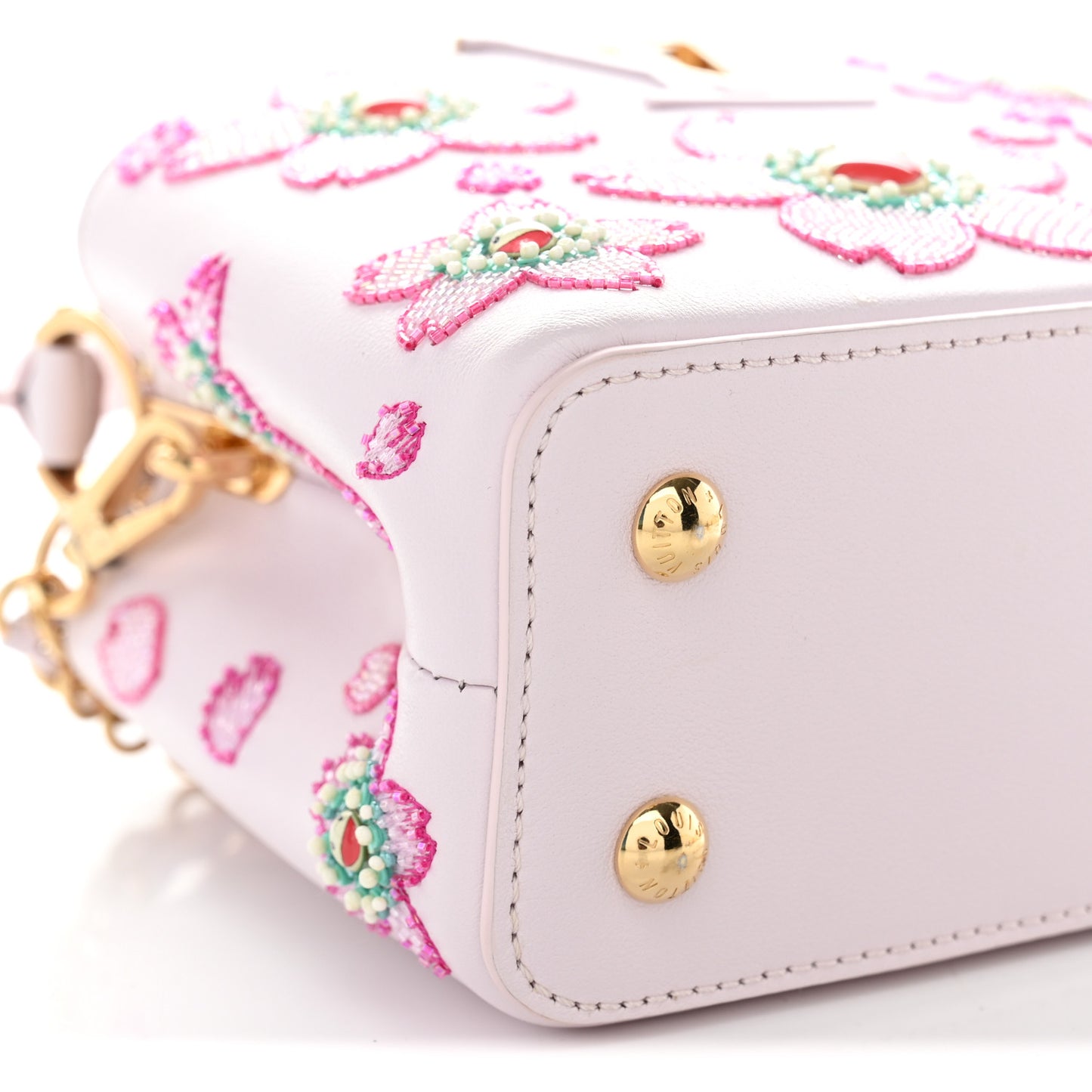 LV X TM Lambskin Beaded Embroidered Mini Cherry Blossom Capucines Pink