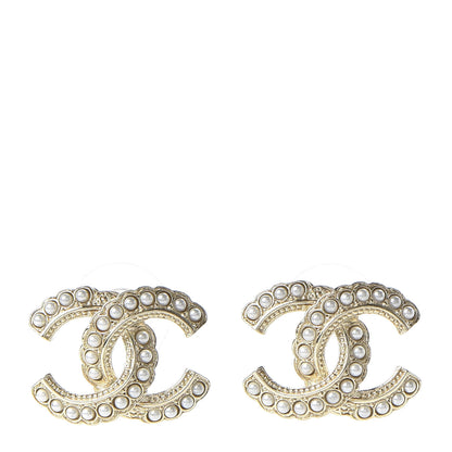 Chanel Pearl Queen of France CC Earrings Gold 1 of 5