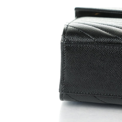 Saint Laurent Grain De Poudre Matelasse Chevron Large Monogram Satchel Black 9 of 9