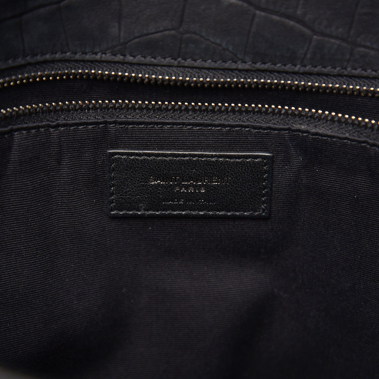 Saint Laurent Nubuck Crocodile Embossed Monogram Medium Niki Chain Satchel Black 5 of 9