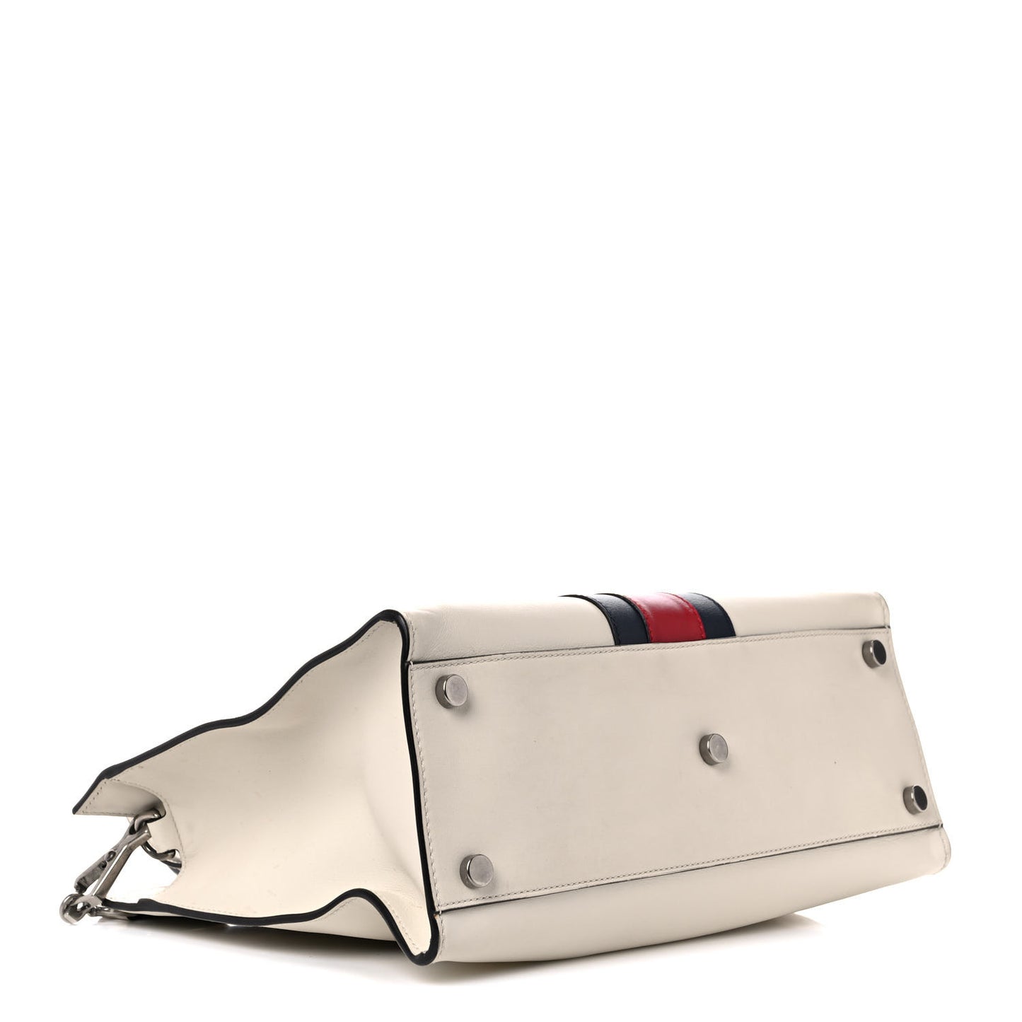 Calfskin Web Stripe Medium Dionysus Tote Bag White