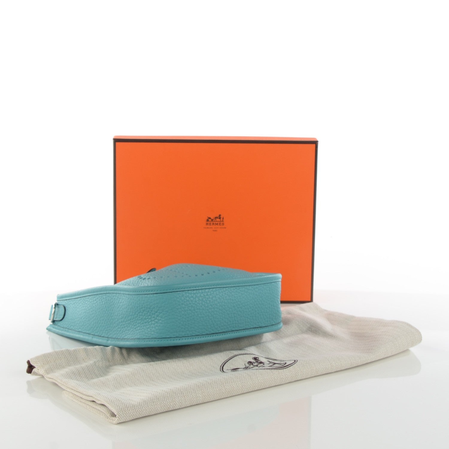 Hermes Taurillon Clemence Amazone Evelyne TPM Bleu Saint Cyr Feu 4 of 9