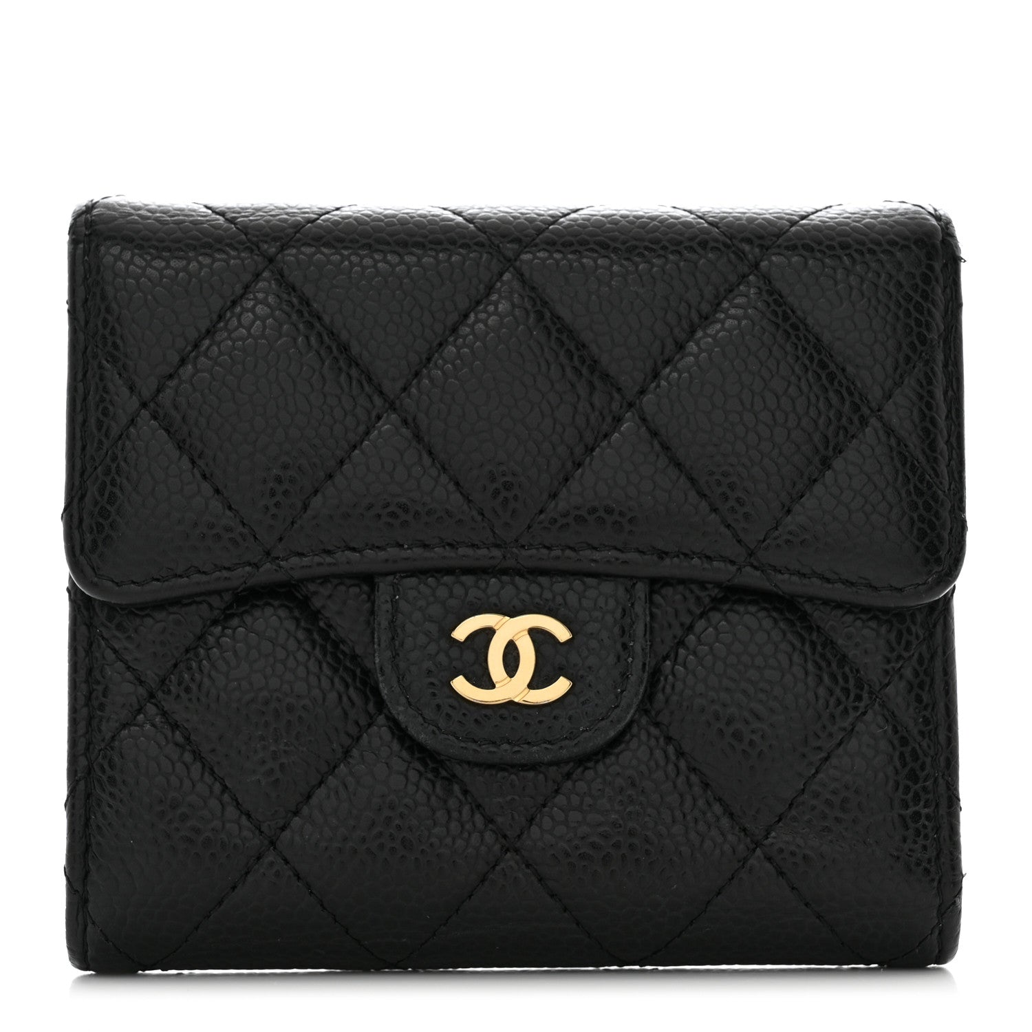 Chanel Caviar Quilted Compact Flap Wallet Black 1 of 8