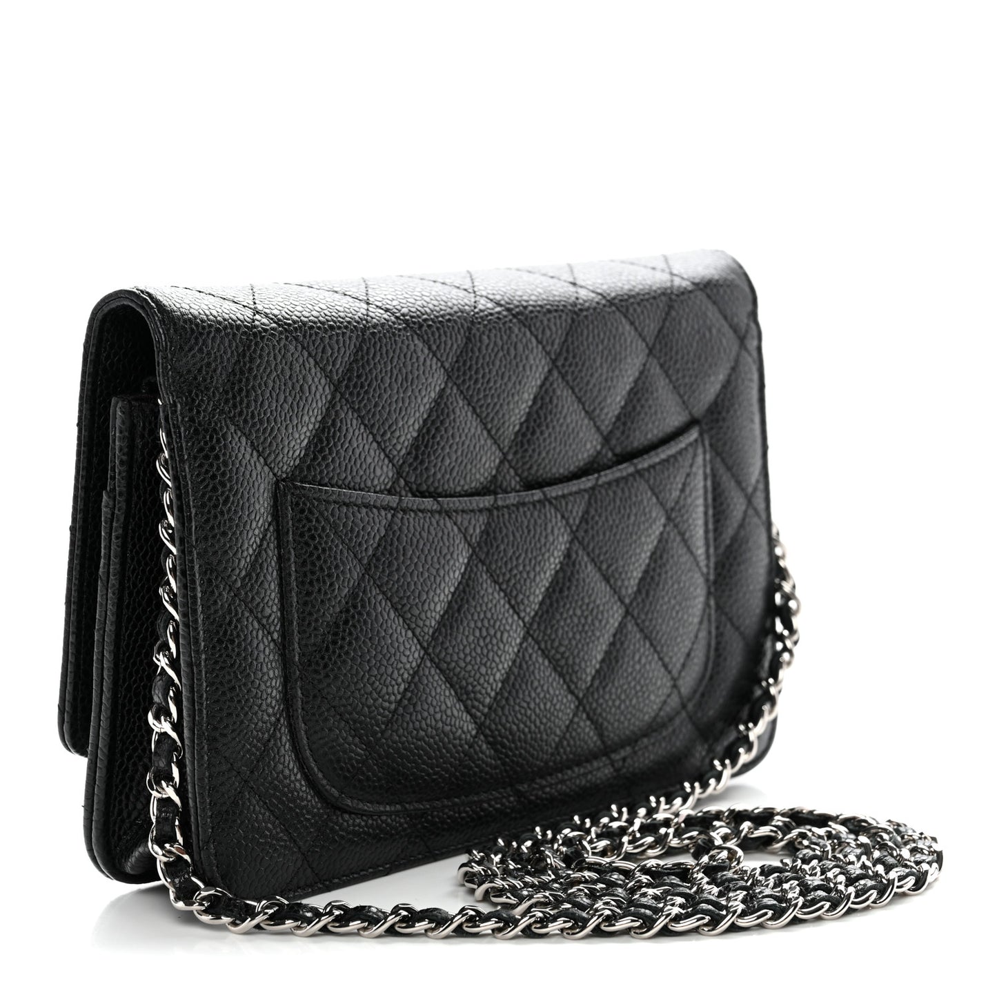 Caviar Quilted Wallet on Chain WOC Black