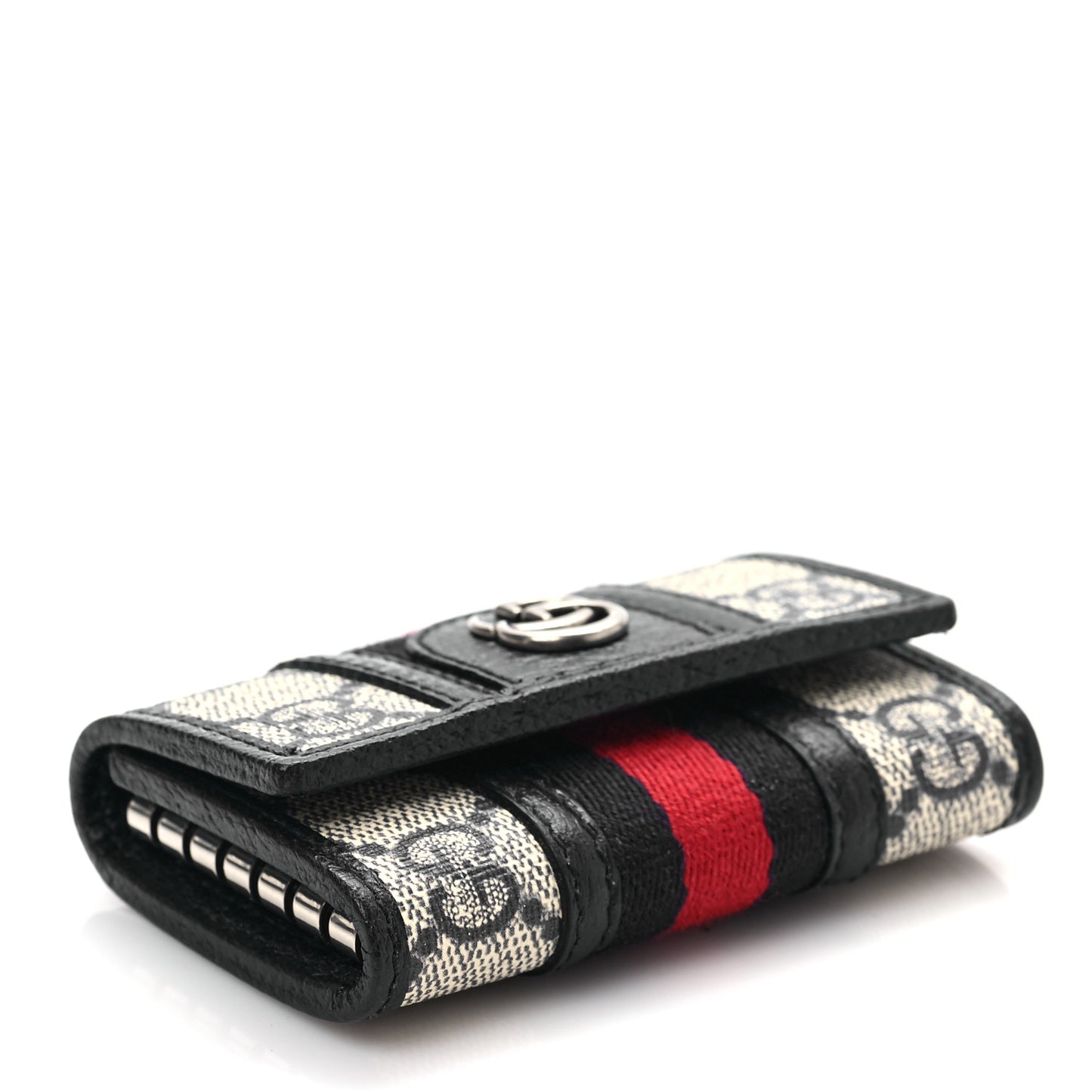 GG Supreme Monogram Web Ophidia 6 Key Holder Case Beige Blue