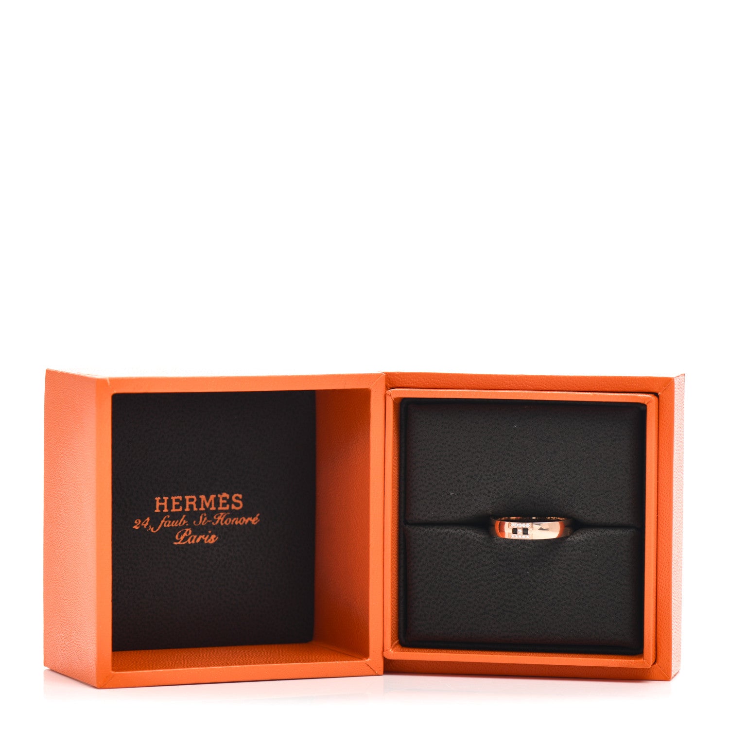 Hermes 18K Rose Gold Diamond Ever Herakles Wedding Band Ring 51 5.75 5 of 5