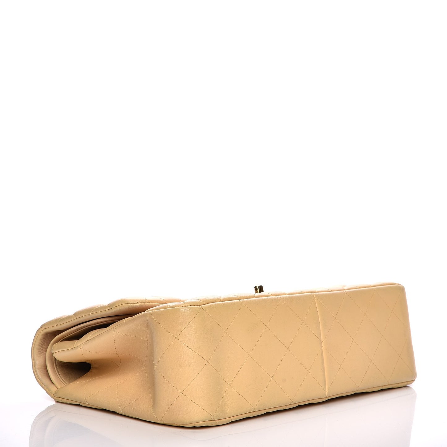 Lambskin Quilted Jumbo Double Flap Beige Clair