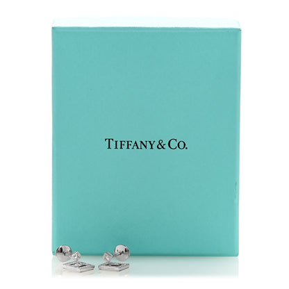 Tiffany Platinum Diamond Legacy Square Open Drop Earrings 5 of 5