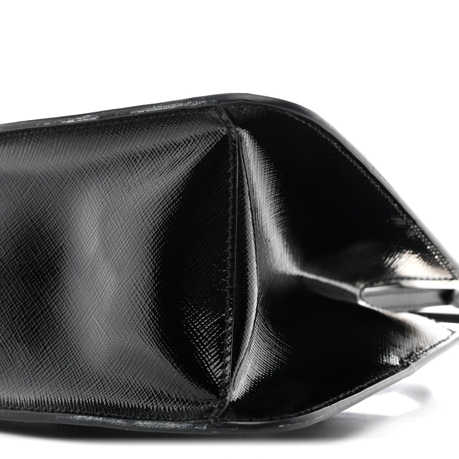 Prada Saffiano Vernice Top Handle Bag Black 9 of 10