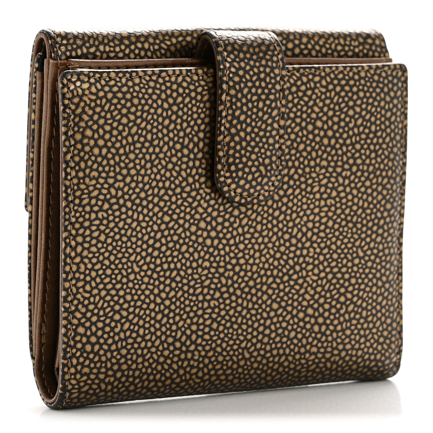 Metallic Caviar Timeless CC Compact Wallet Bronze