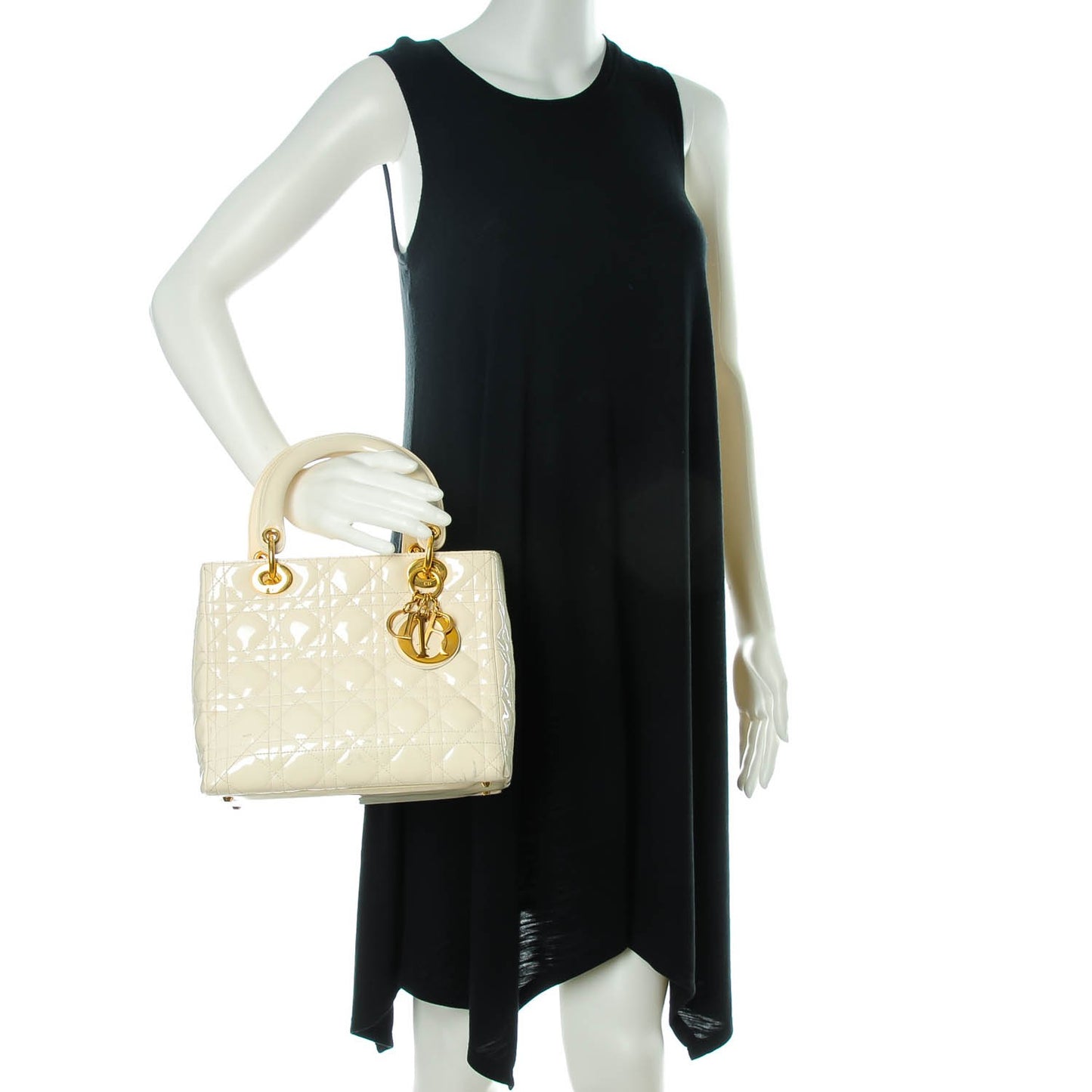 Patent Cannage Medium Lady Dior White