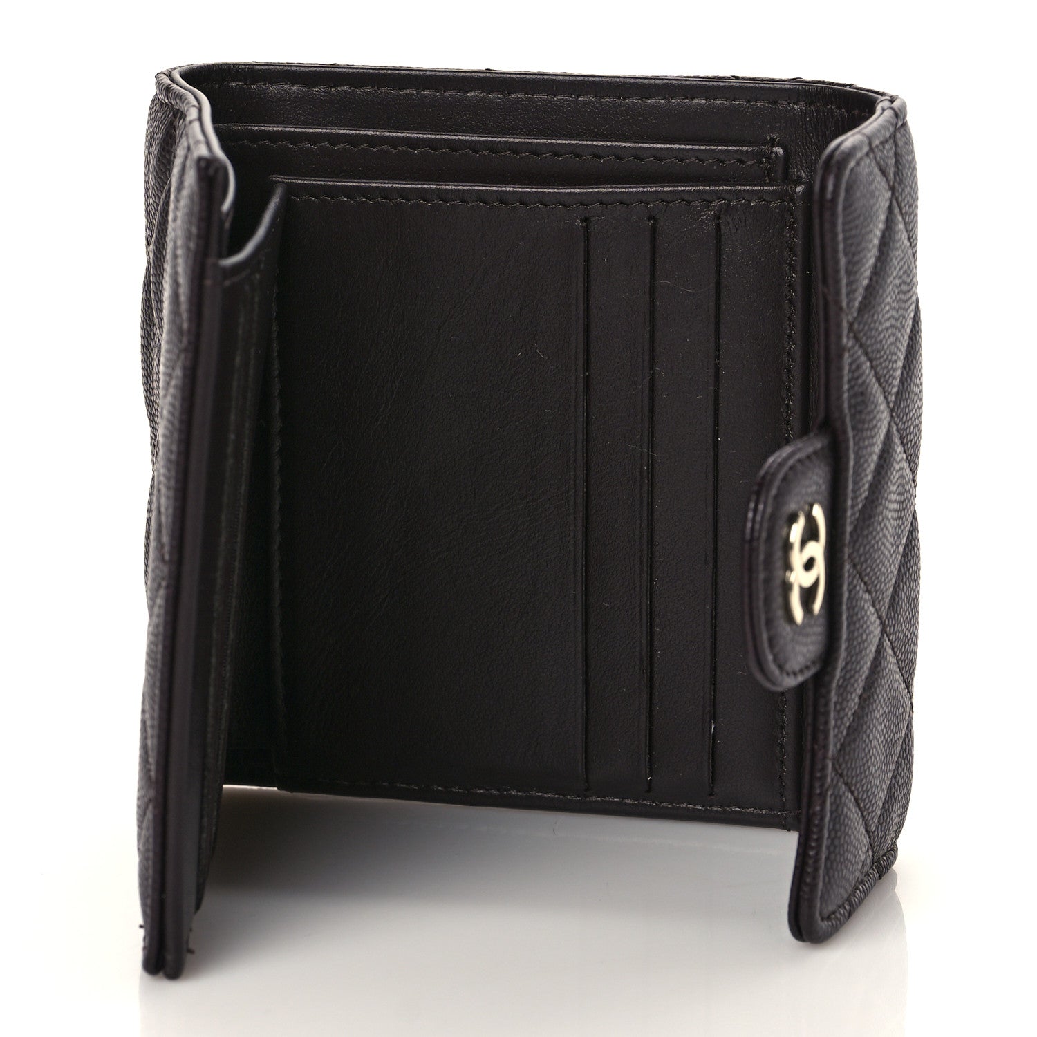 Chanel Caviar Quilted Compact Flap Wallet Dark Brown 5 of 10