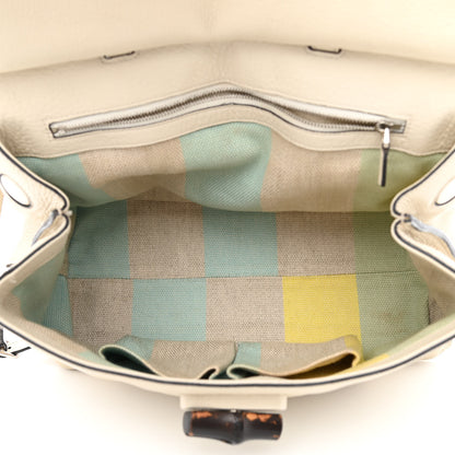 Gucci Cellarius Calfskin Medium Bamboo Daily Top Handle Bag Mystic White 5 of 14