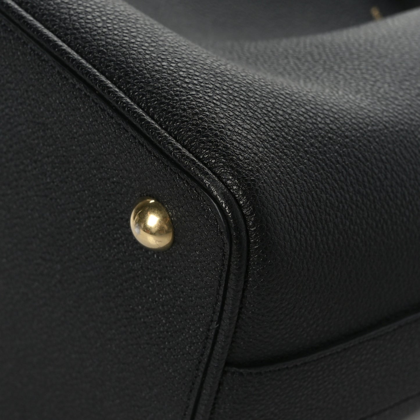 Grained Calfskin Medium Emmanuelle Bucket Bag Black