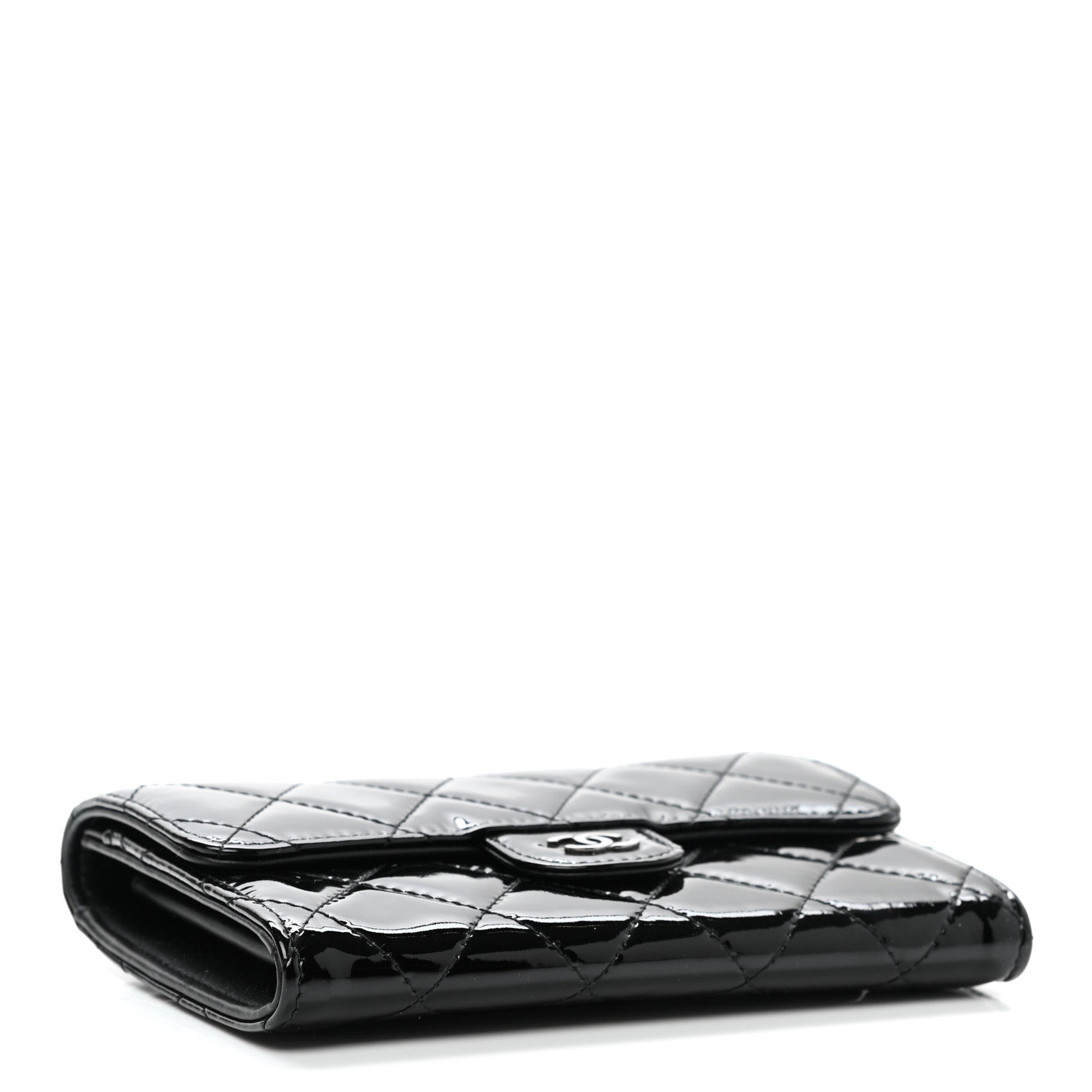 Chanel Patent Calfskin Quilted Small Flap Wallet Black 4 of 7